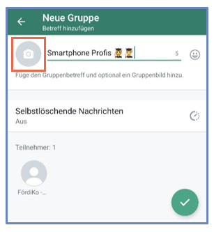 Messenger - WhatsApp-Beispiel (Apple): Eine Chat-Gruppe erstellen